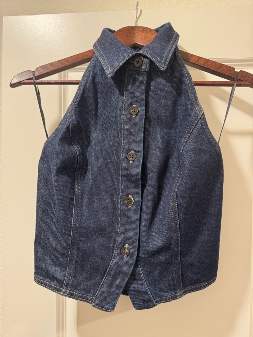 Express Dark Blue Denim Halter Top